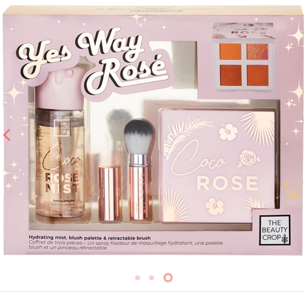 The Beauty Crop  Yes Way Rosé Gift Set in Rose Gold  Blush  Face Mist  Brush NEW